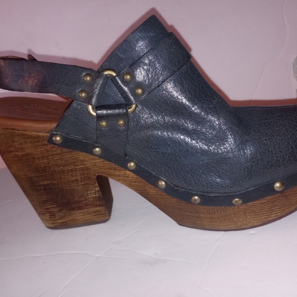Kork Ease grey leather wooden heel clogs - Picture 4 of 11